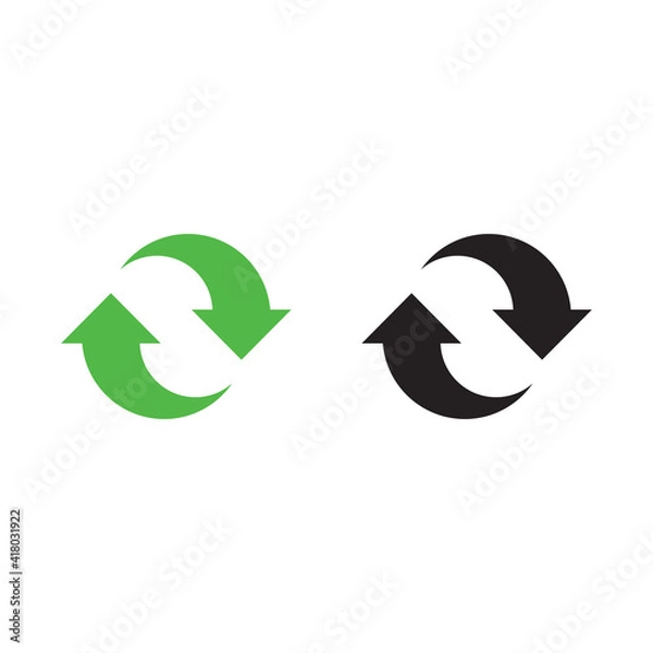 Fototapeta Recycled cycle arrows vector icon illustration isolated on white background
