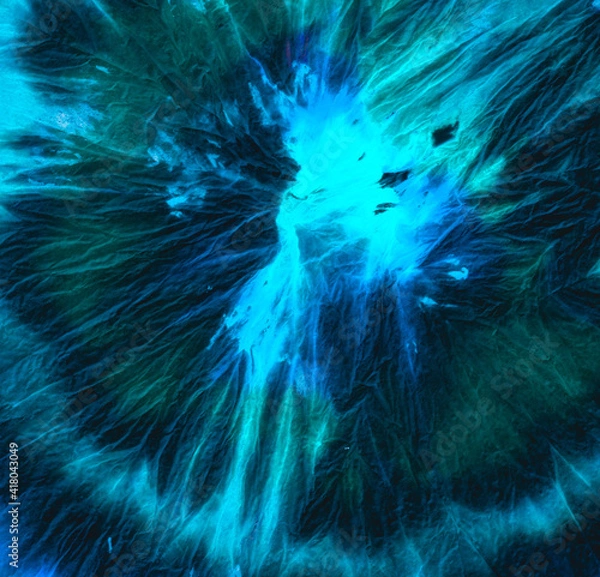 Obraz  Blue Tie Dye Background. Ink Multi Soft Pattern.