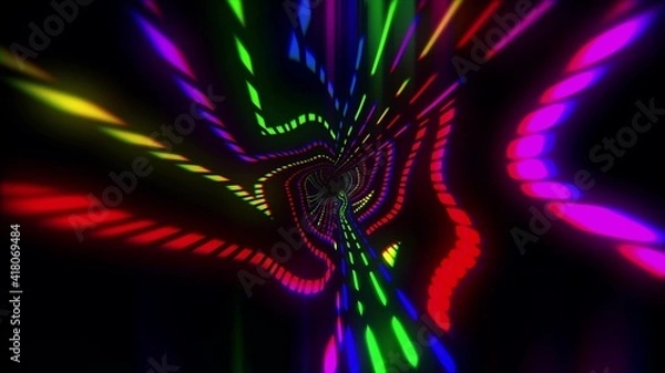 Fototapeta Digital Tunnel Graphic design. Colorful lines speed flow illustration. Wallpaper for your web site design, titles, overlay and etc.