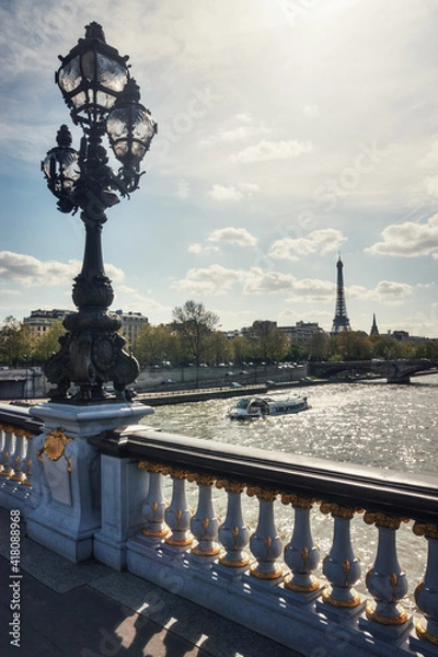 Fototapeta Alexander's third bridge in Paris on a spring day. France 