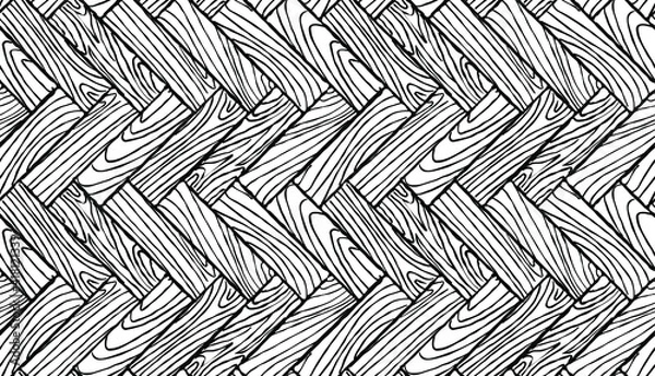 Obraz Black and white simple wooden floor. Herringbone parquet. Seamless pattern.Texture of a wooden parquet. Abstract background of white parquet. Vector illustration.