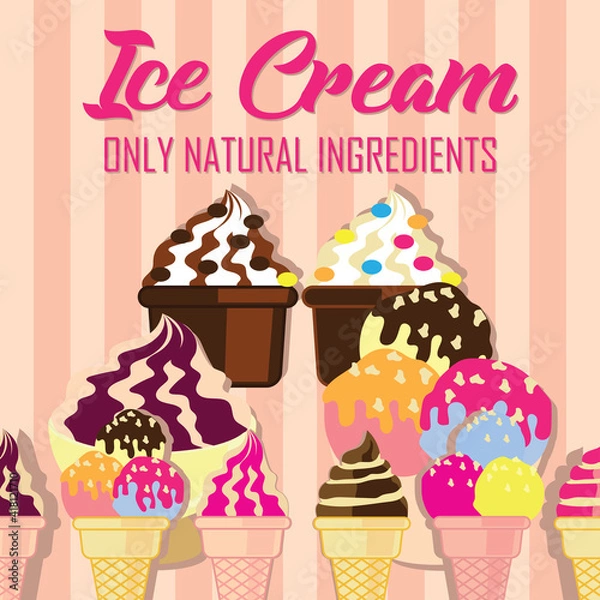 Fototapeta ice cream poster for ice cream store. vector illustration