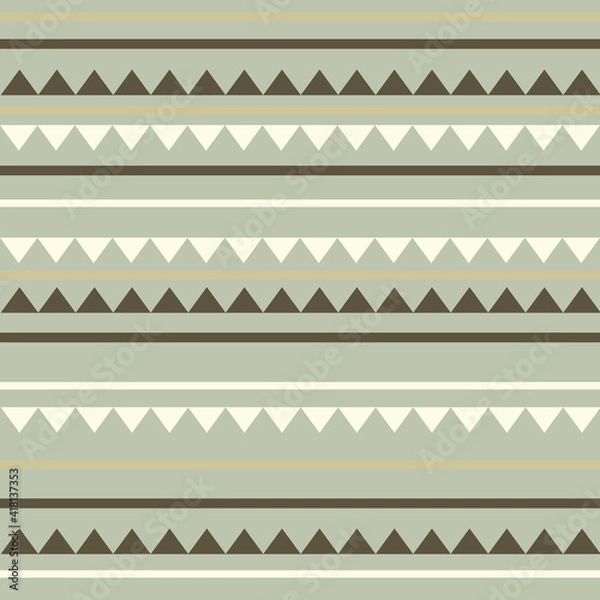 Fototapeta Lines and triangles seamless pattern with tea green background. Vector illustration