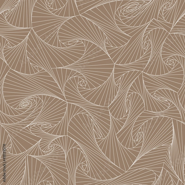 Fototapeta White spiral lines illusion seamless repeating pattern with beije background. Vector illustration