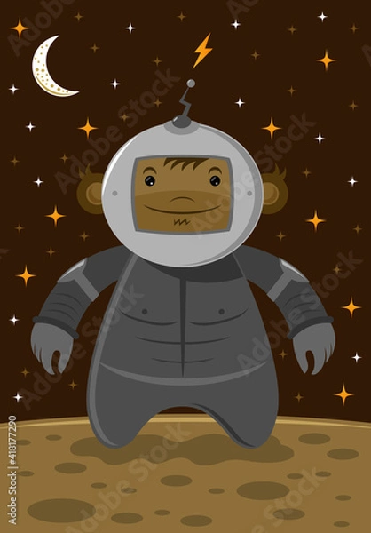 Fototapeta Monkey in a spacesuit vector illustration