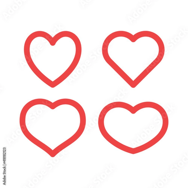 Obraz Hearts vector icon collection. Valentine's day romance symbols.