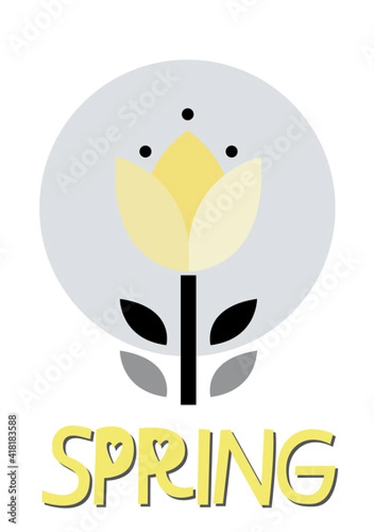 Obraz Happy Mother's Day. Hello Spring. Hand drawn scandinavian style vector illustration for card, poster, banner template with flowers, plant