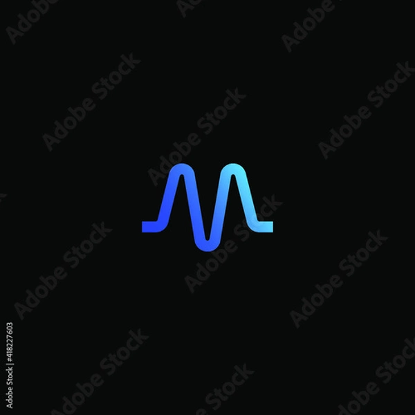 Obraz simple letter m wave logo glowing neon symbol