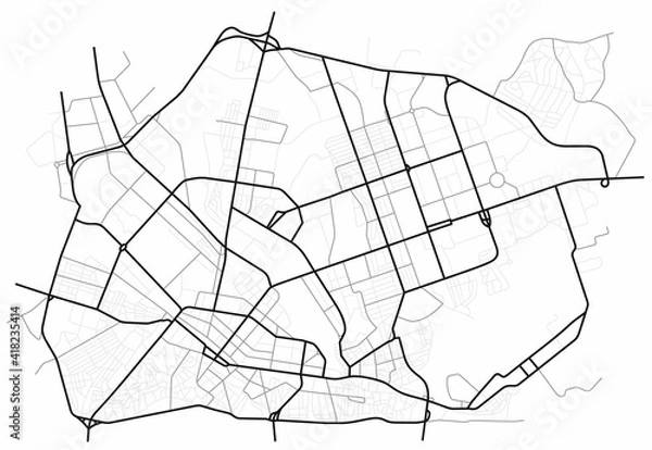 Obraz City map - town streets on the plan. Map of the  scheme of road. Urban environment, architectural background. Vector