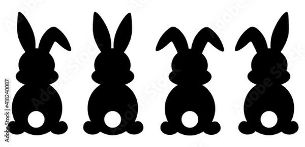 Obraz Set easter bunny silhouettes vector illustration