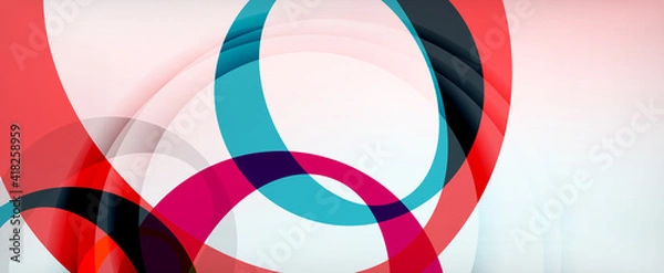 Fototapeta Ring geometric shapes, o letter repetition wallpaper. Abstract background for business or technology presentations, internet posters or web brochure covers