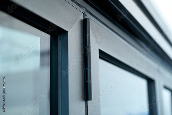 Obraz fragment aluminum folding door. photo with a copy-space.