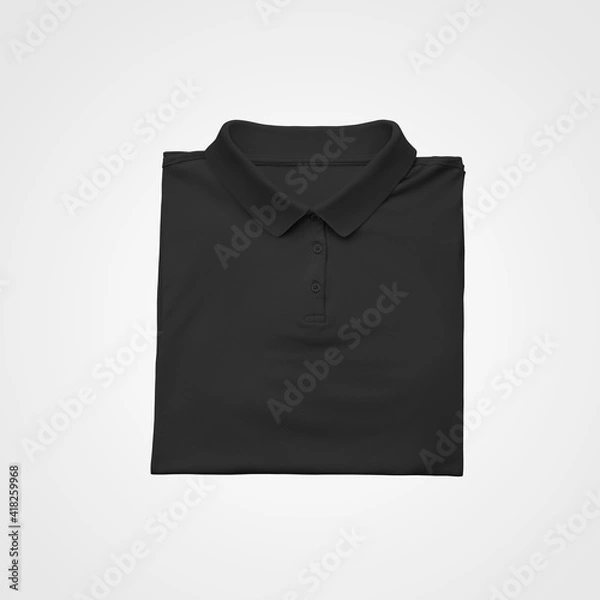 Obraz Mockup of a black polo neatly folded, isolated on background, for advertising in an online store, product promotion.