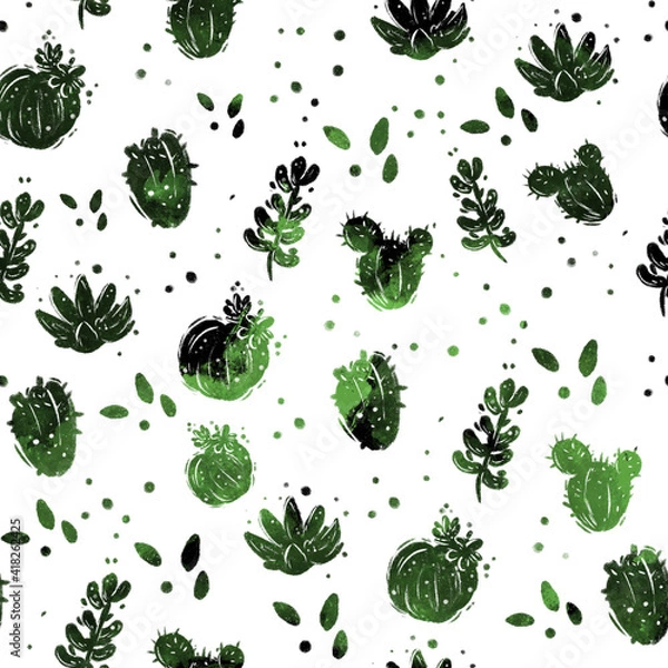 Fototapeta seamless background with green leaves
