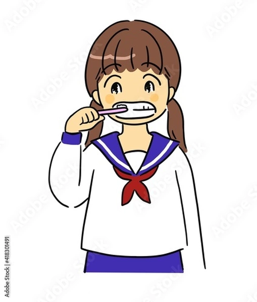 Fototapeta 歯磨きをする女の子