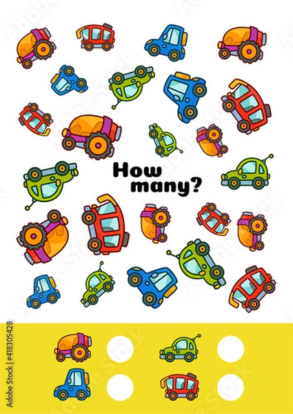 Fototapeta To study. How many cars. Vector EPS10