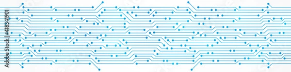 Fototapeta Abstract Technology Background, blue circuit board pattern, microchip, power line