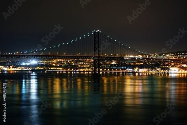Obraz city bridge at night