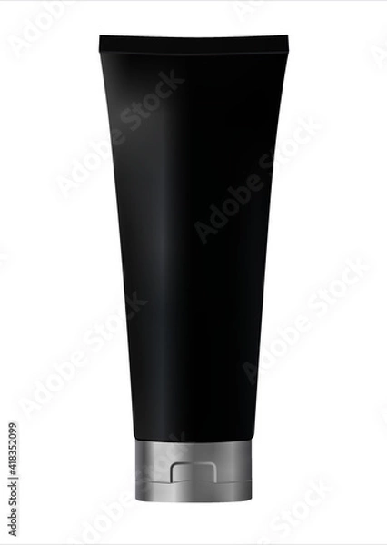 Fototapeta Editable Tube mockup Vector Packaging. A tube, squeeze tube, or collapsible tube is a collapsible package which can be used for viscous liquids such as toothpaste, artist's paint, adhesive, caulk, oil