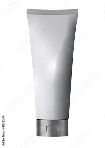 Fototapeta Editable Tube mockup Vector Packaging. A tube, squeeze tube, or collapsible tube is a collapsible package which can be used for viscous liquids such as toothpaste, artist's paint, adhesive, caulk, oil