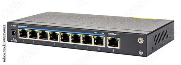 Obraz PoE ethernet switch isolated on white background