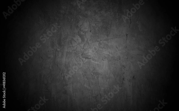 Fototapeta Old wall texture cement dark black gray  background abstract grey color design are light with white gradient background.