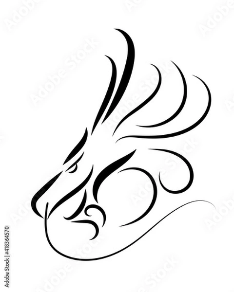 Fototapeta Line art vector of A dragon head. Can be used to make a logo Or decorative items
