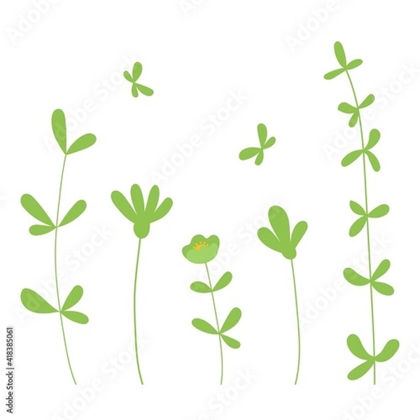 Obraz Plants and flowers. Nature elements for poster design. Illustration in flat style