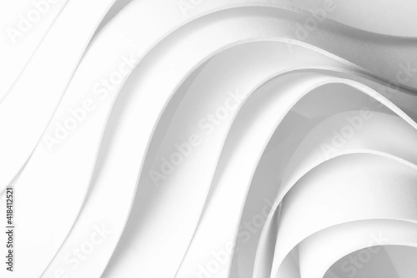 Fototapeta Structure with wavy white elements, abstract background