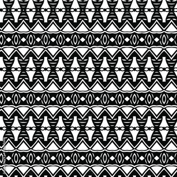 Obraz Geometric vector pattern with triangular elements. Seamless abstract ornament for wallpapers and backgrounds. Black and white patterns..
