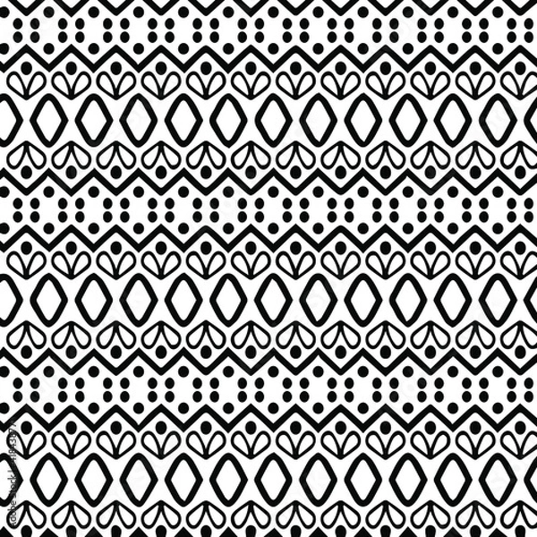 Obraz Geometric vector pattern with triangular elements. Seamless abstract ornament for wallpapers and backgrounds. Black and white patterns..