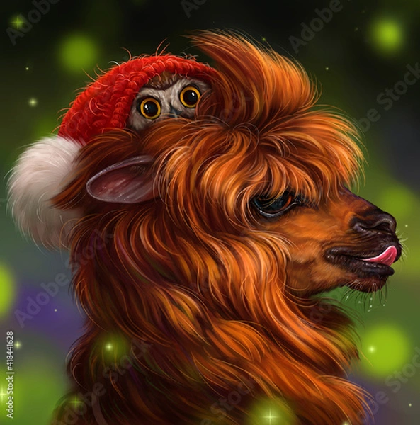 Obraz alpaca and owl