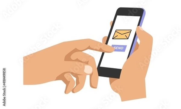 Fototapeta Send email direct. Vector flat illustration