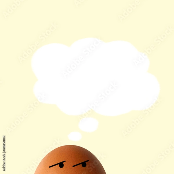 Obraz egg thinking on yellow background,3D illustration