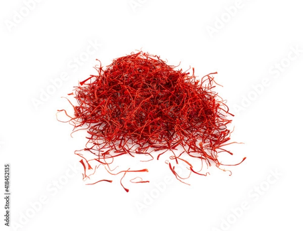 Fototapeta Pile of saffron threads an isolated on white background