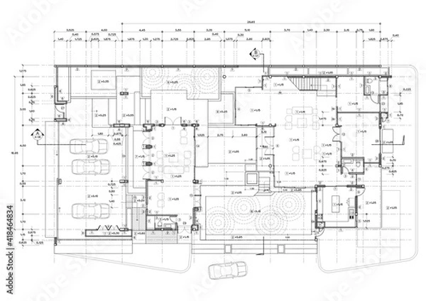 Fototapeta Write a blueprint architecture for building.