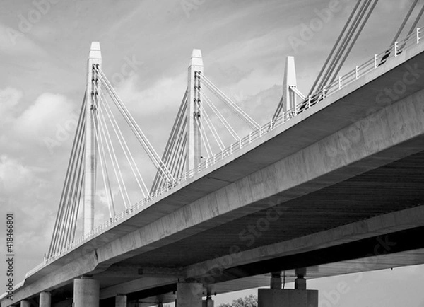 Fototapeta Ewijk Netherlands - 3 July 2020 - Tacitus Bridge over river Waal near Ewijk in the Netherlands