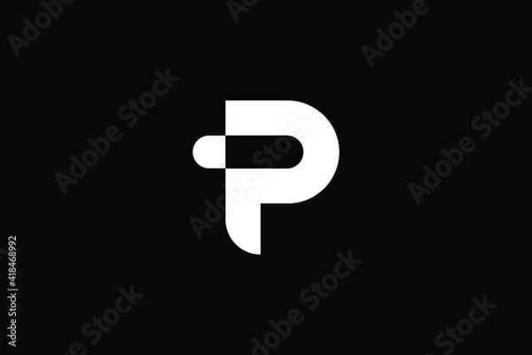 Fototapeta PT logo letter design on luxury background. TP logo monogram initials letter concept. PT icon logo design. TP elegant and Professional letter icon design on black background. P T TP PT