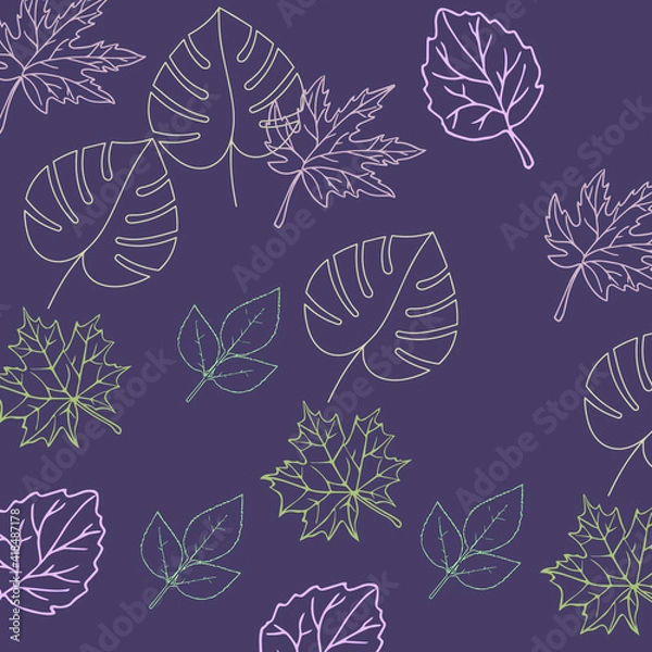 Obraz Seamless stylish leaves pattern vector background texture.
