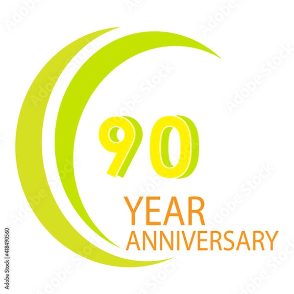 Fototapeta 90 Years Anniversary Celebration Yellow Color Vector Template Design Illustration