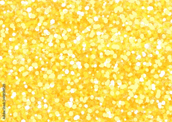 Fototapeta ラメ・グリッター風　6角形のイラスト　背景素材（金色）