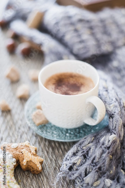 Obraz .hygge style concept with warm coffee