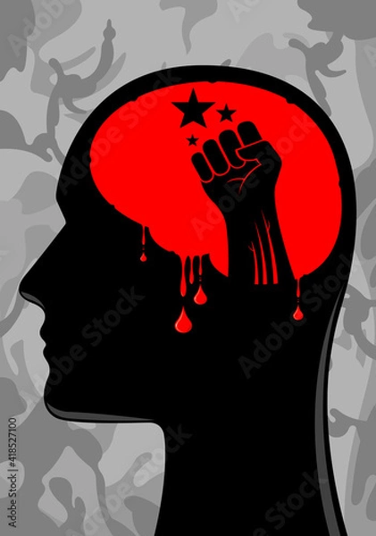 Fototapeta Head with fist vector illustration