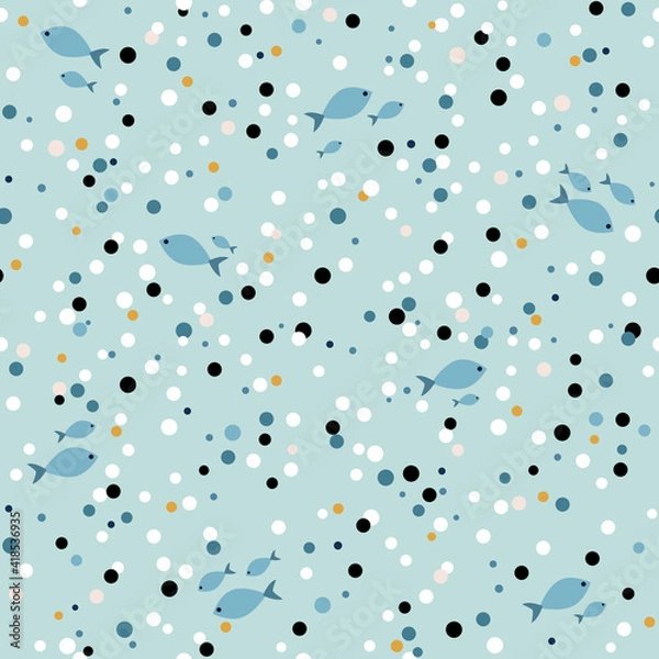 Obraz Seamless colorful pattern with fish. Abstract texture for fabric, textile, apparel. Vector illustration