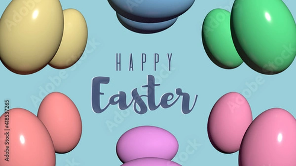Fototapeta Happy Easter banner with eggs  