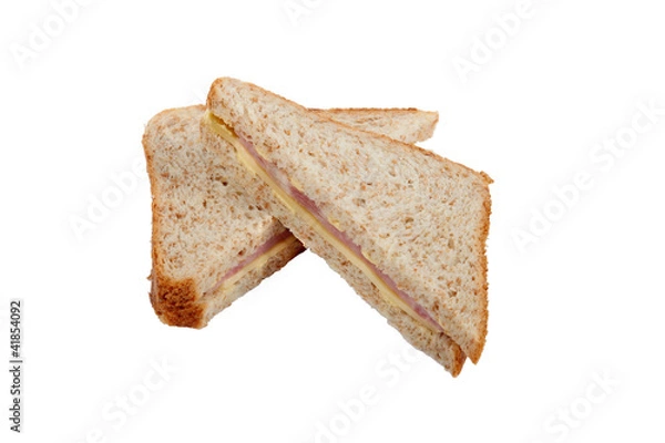 Fototapeta Square ham and cheese sandwich