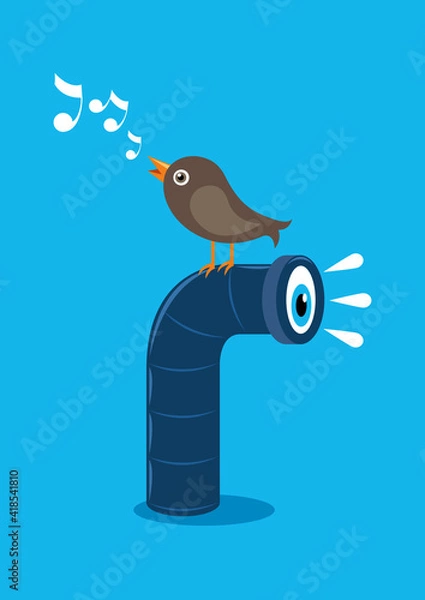 Fototapeta Bird standing on periscope vector illustration