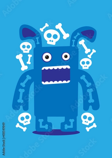 Fototapeta Rabbit with skulls vector illustration