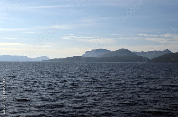 Fototapeta View from the board of Flam - Bergen ferry. Sognefjord, Norway, Scandinavia. Tourism and travel.