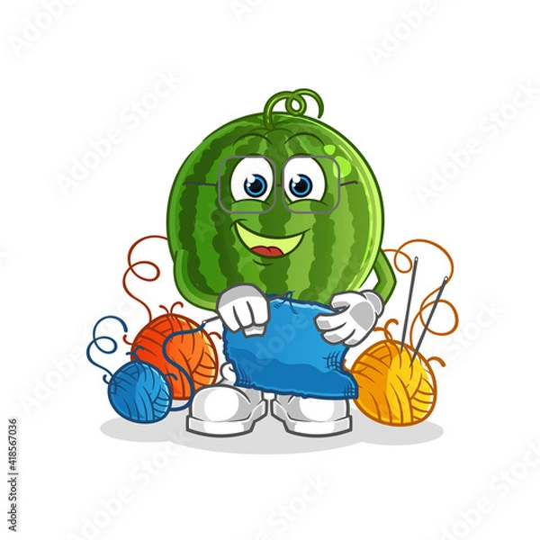 Fototapeta watermelon tailor mascot. cartoon vector